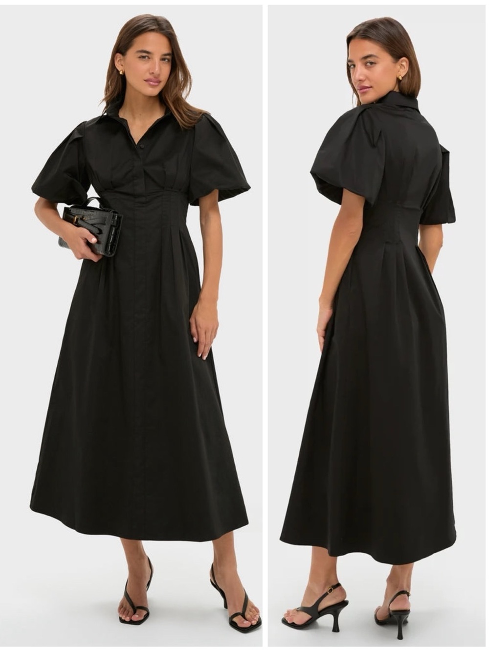 NWT Tuckernuck Black Delaney Dress Long Tailored Shirt Dress Women’s Small